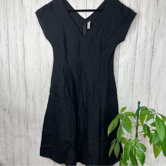 Studio 412 100% linen LBD little black dress with pockets Small - Picture 1 of 6